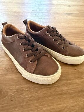 Old Nacy Faux-Leather Strech Lace-Up Sneakers for Kids 12